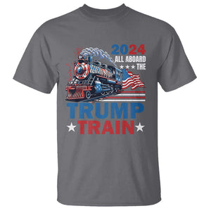 Trump Supporter T Shirt All Aboard The Trump Train 2024 TS09 Charcoal Print Your Wear