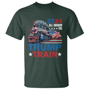 Trump Supporter T Shirt All Aboard The Trump Train 2024 TS09 Dark Forest Green Print Your Wear