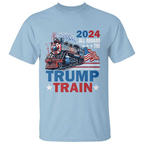 Trump Supporter T Shirt All Aboard The Trump Train 2024 TS09 Light Blue Print Your Wear