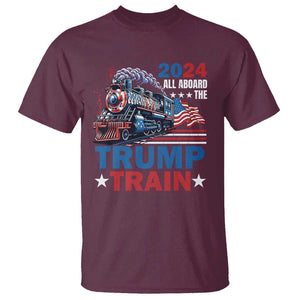 Trump Supporter T Shirt All Aboard The Trump Train 2024 TS09 Maroon Print Your Wear