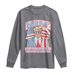 Funny Trump Supporter Long Sleeve Shirt MILF Man I Love Felons Pink Trump TS09 Charcoal Print Your Wear