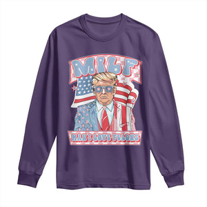 Funny Trump Supporter Long Sleeve Shirt MILF Man I Love Felons Pink Trump TS09 Purple Print Your Wear