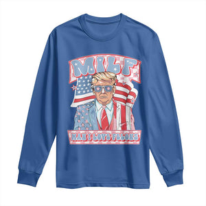 Funny Trump Supporter Long Sleeve Shirt MILF Man I Love Felons Pink Trump TS09 Royal Blue Print Your Wear