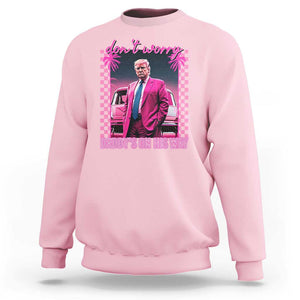 Funny Pink Trump Sweatshirt Daddy's On His Way TS09 Light Pink Print Your Wear