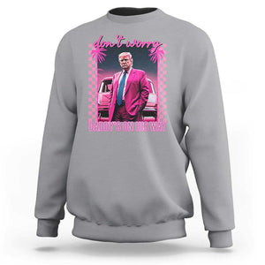 Funny Pink Trump Sweatshirt Daddy's On His Way TS09 Sport Gray Print Your Wear