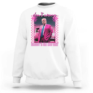 Funny Pink Trump Sweatshirt Daddy's On His Way TS09 White Print Your Wear