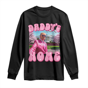 Funny Trump Supporter Long Sleeve Shirt Daddy's Coming Home 2024 Pink Trump TS09 Black Print Your Wear