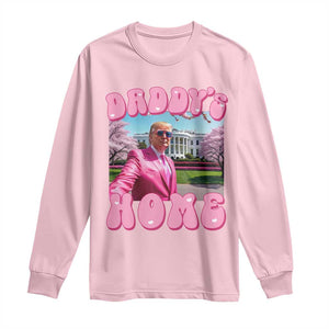 Funny Trump Supporter Long Sleeve Shirt Daddy's Coming Home 2024 Pink Trump TS09 Light Pink Print Your Wear