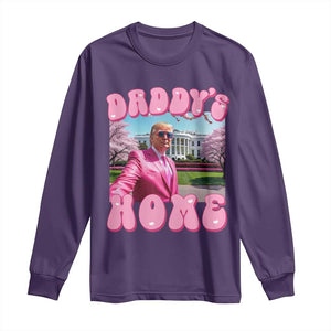 Funny Trump Supporter Long Sleeve Shirt Daddy's Coming Home 2024 Pink Trump TS09 Purple Print Your Wear