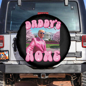 Funny Trump Supporter Spare Tire Cover Daddy's Coming Home 2024 Pink Trump TS09 No hole Black Print Your Wear