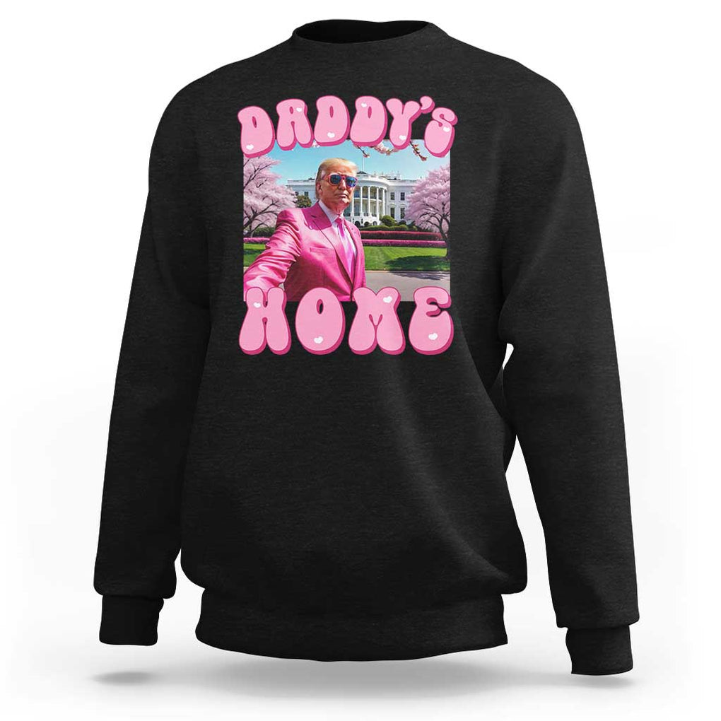 Funny Trump Supporter Sweatshirt Daddy's Coming Home 2024 Pink Trump TS09 Black Print Your Wear