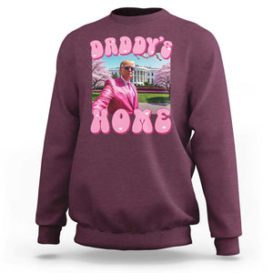 Funny Trump Supporter Sweatshirt Daddy's Coming Home 2024 Pink Trump TS09 Maroon Print Your Wear