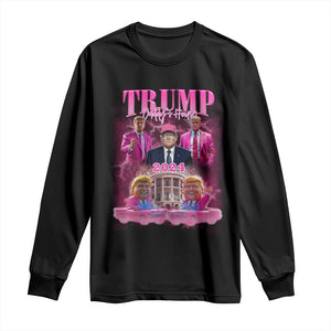 Funny Pink Trump Long Sleeve Shirt Daddy's Coming Home 2024 Trump Era TS09 Black Print Your Wear