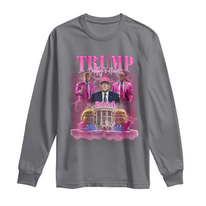 Funny Pink Trump Long Sleeve Shirt Daddy's Coming Home 2024 Trump Era TS09 Charcoal Print Your Wear