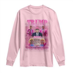 Funny Pink Trump Long Sleeve Shirt Daddy's Coming Home 2024 Trump Era TS09 Light Pink Print Your Wear