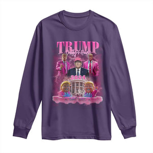 Funny Pink Trump Long Sleeve Shirt Daddy's Coming Home 2024 Trump Era TS09 Purple Print Your Wear