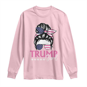 Funny Trump Supporter Long Sleeve Shirt Trump Girl Messy Bun Election American Flag TS09 Light Pink Print Your Wear