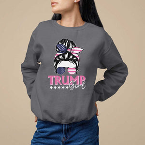 Funny Trump Supporter Sweatshirt Trump Girl Messy Bun Election American Flag TS09 Charcoal Print Your Wear