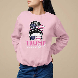 Funny Trump Supporter Sweatshirt Trump Girl Messy Bun Election American Flag TS09 Light Pink Print Your Wear