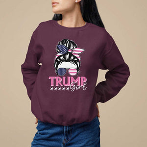 Funny Trump Supporter Sweatshirt Trump Girl Messy Bun Election American Flag TS09 Maroon Print Your Wear