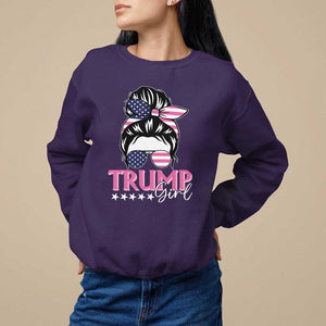 Funny Trump Supporter Sweatshirt Trump Girl Messy Bun Election American Flag TS09 Purple Print Your Wear