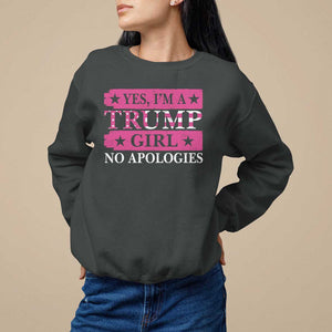 Funny Trump Supporter Sweatshirt Yes I'm A Trump Girl No Apologies 2024 Election TS09 Dark Heather Print Your Wear