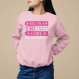 Funny Trump Supporter Sweatshirt Yes I'm A Trump Girl No Apologies 2024 Election TS09 Light Pink Print Your Wear