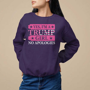 Funny Trump Supporter Sweatshirt Yes I'm A Trump Girl No Apologies 2024 Election TS09 Purple Print Your Wear