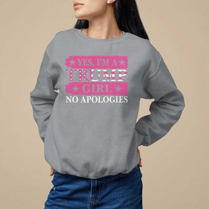 Funny Trump Supporter Sweatshirt Yes I'm A Trump Girl No Apologies 2024 Election TS09 Sport Gray Print Your Wear