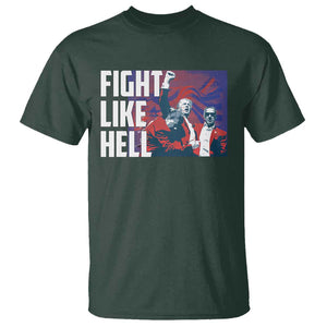 Trump 2024 T Shirt Fight Like Hell Raise Fist TS09 Dark Forest Green Print Your Wear