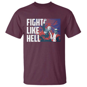 Trump 2024 T Shirt Fight Like Hell Raise Fist TS09 Maroon Print Your Wear