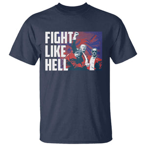 Trump 2024 T Shirt Fight Like Hell Raise Fist TS09 Navy Print Your Wear