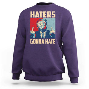 Funny Trump Sweatshirt Haters Gonna Hate Middle Finger TS09 Purple Print Your Wear