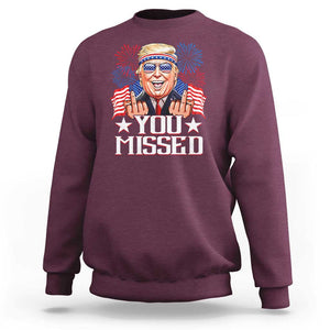 Funny Trump 2024 Sweatshirt You Missed Middle Finger TS09 Maroon Print Your Wear