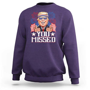 Funny Trump 2024 Sweatshirt You Missed Middle Finger TS09 Purple Print Your Wear