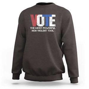 Vote 2024 Sweatshirt The Most Powerful None Violent Tool TS09 Dark Chocolate Print Your Wear