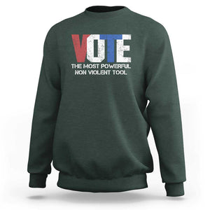 Vote 2024 Sweatshirt The Most Powerful None Violent Tool TS09 Dark Forest Green Print Your Wear