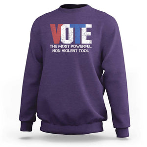 Vote 2024 Sweatshirt The Most Powerful None Violent Tool TS09 Purple Print Your Wear