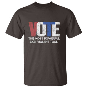 Vote 2024 T Shirt The Most Powerful None Violent Tool TS09 Dark Chocolate Print Your Wear