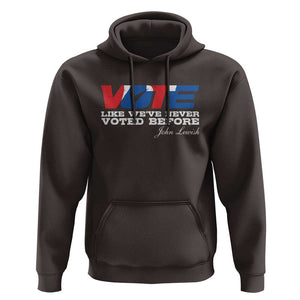 Vote 2024 Hoodie Like We've Never Voted Before TS09 Dark Chocolate Print Your Wear