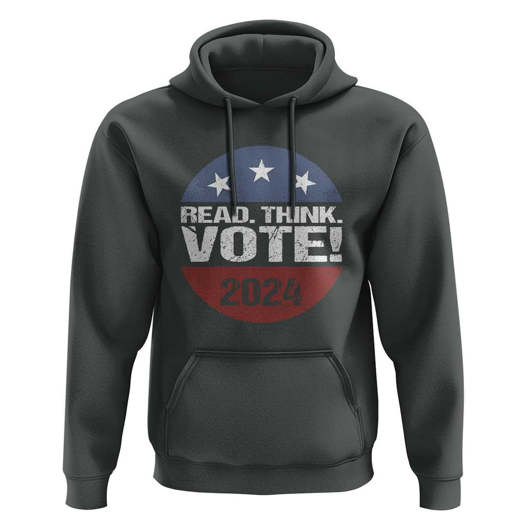Vote 2024 Hoodie Read Think Vote TS09 Dark Heather Print Your Wear