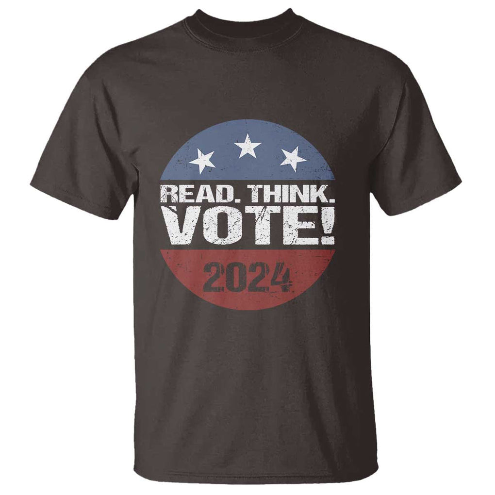 Vote 2024 T Shirt Read Think Vote TS09 Dark Chocolate Print Your Wear