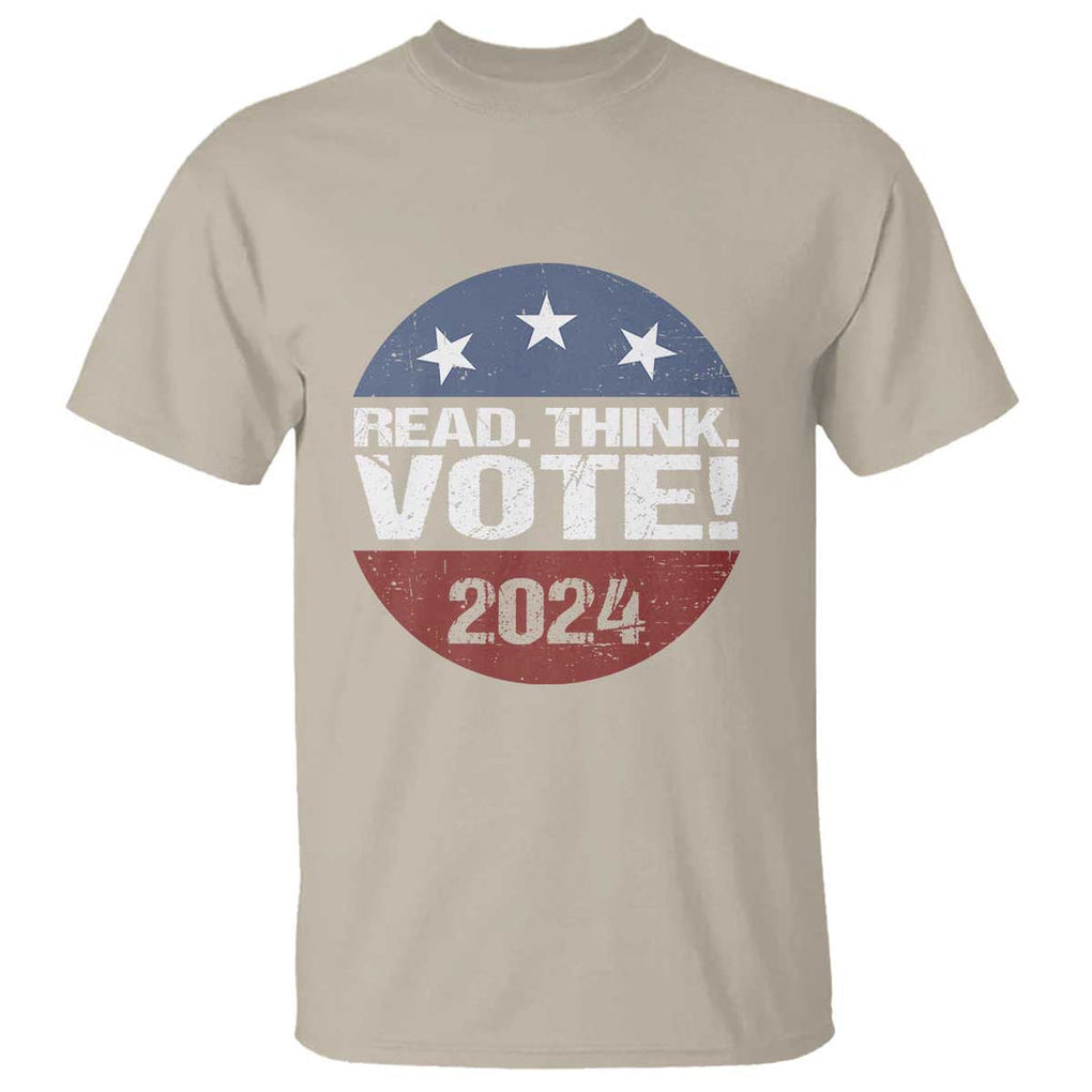 Vote 2024 T Shirt Read Think Vote TS09 Sand Print Your Wear