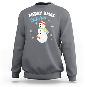 Merry Xmas Bitches Naughty Dirty Carrot Snowman Ugly Christmas Sweatshirt TS09 Printyourwear