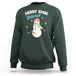 Merry Xmas Bitches Naughty Dirty Carrot Snowman Ugly Christmas Sweatshirt TS09 Printyourwear