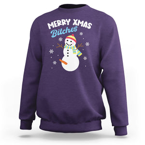 Merry Xmas Bitches Naughty Dirty Carrot Snowman Ugly Christmas Sweatshirt TS09 Printyourwear