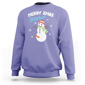 Merry Xmas Bitches Naughty Dirty Carrot Snowman Ugly Christmas Sweatshirt TS09 Printyourwear