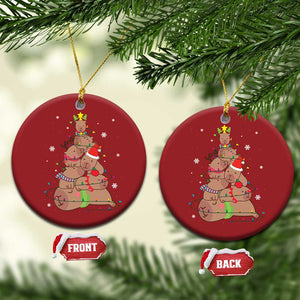 Funny Capybara Christmas Tree Christmas Ornament TS09 Circle Red Print Your Wear