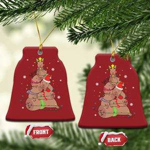 Funny Capybara Christmas Tree Christmas Ornament TS09 Bell Flake Red Print Your Wear