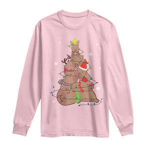 Funny Capybara Christmas Tree Long Sleeve Shirt TS09 Light Pink Print Your Wear